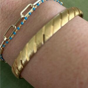 Vintage Monet Gold-Tone Textured Bangle Bracelet